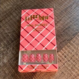 Red Aspen Pink Plaid Nail Dashes